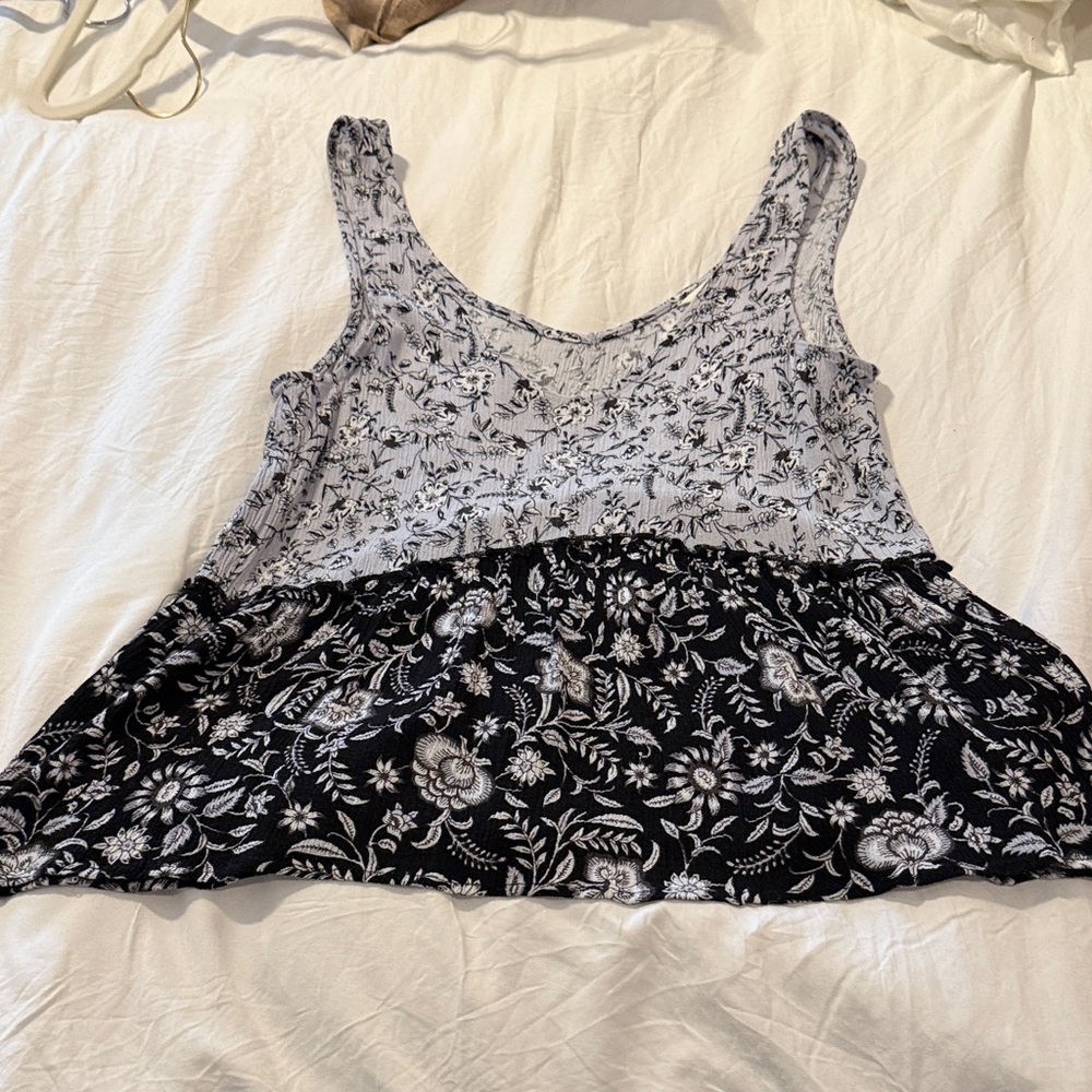 Floral Black and White Women's Top